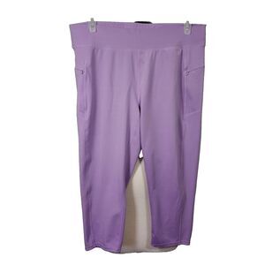 R.A.G Womens Capris Legging Pants Plus Size 2X Purple Pockets Stretch Activewear